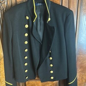 Black Military Style Jacket with Gold Accents